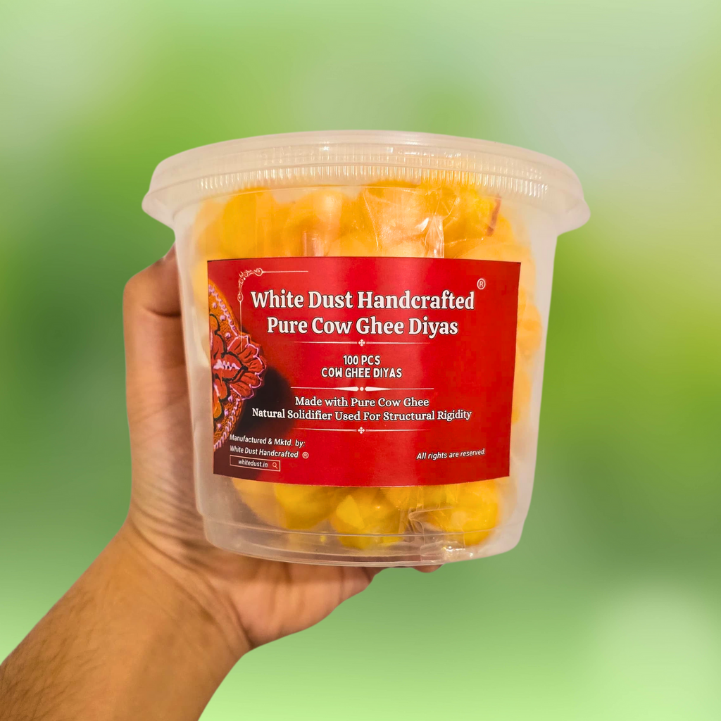 White Dust Handcrafted Pure Cow Ghee Diyas | Made with Desi Cow Ghee | No Wax, 100% Natural